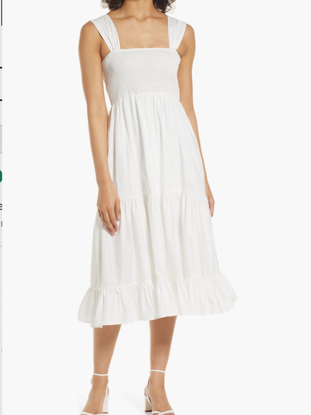 Halogen tiered White Smocked dress- small